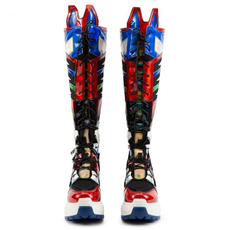 Boots red blue yellow black white
