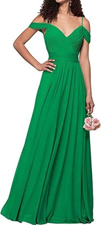 V Neck Bridesmaid Dresses Long Chiffon Aline Pleated Backless Prom Evening Gown for Women at Amazon Women’s Clothing store