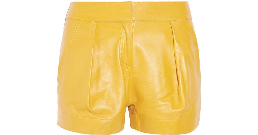 yellow leather shorts