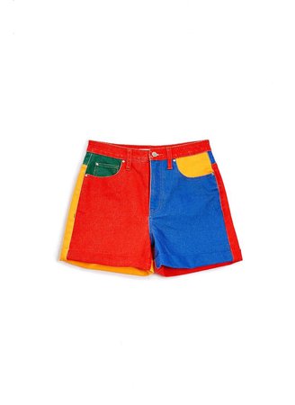 colorblock primary color blue red shorts