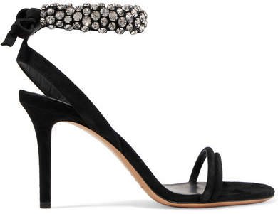 Alrin Crystal-embellished Suede Sandals - Black