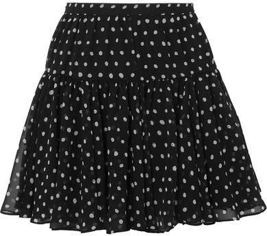 Polka-dot Silk-georgette Mini Skirt - Black