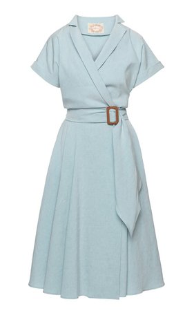 Ciel Belted Linen-Blend Midi Wrap Dress by Lena Hoschek | Moda Operandi
