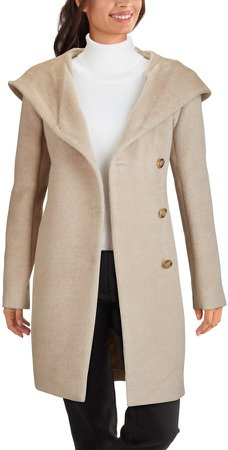 Wool Blend Hooded Coat