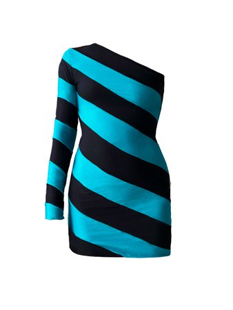 Turquoise & Black Stripe Mini Dress – Lirika Matoshi