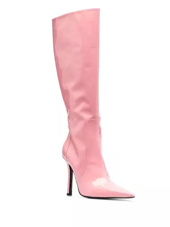 Blumarine Patent Leather Knee-high Boots In Bubblegum | ModeSens