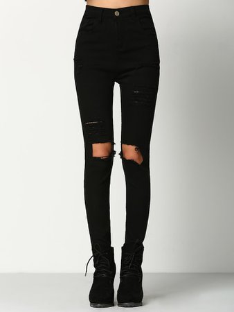 Cut Out Knee Ripped Jeans | SHEIN