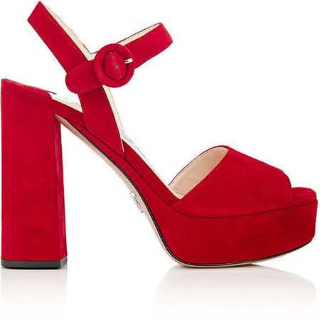 Red Platform Chunky Sandal Heels