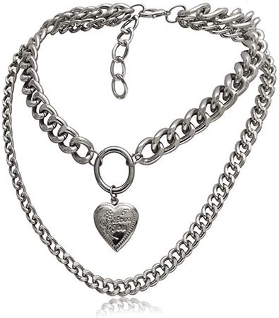 Amazon.com: CIBIRICH Chunky Necklaces for women Punk Chain Silver Statement Collar Necklace : Clothing, Shoes & Jewelry