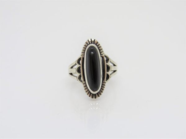 Vintage Southwestern Sterling Silver Black Onyx Ring Size 8 | Etsy