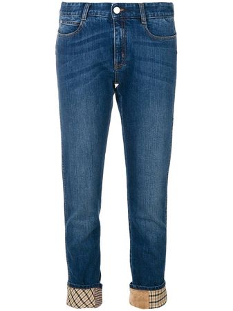 Stella Mccartney Blue Printed Cuff Skinny Boyfriend Jeans | ModeSens
