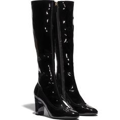 Chanel high stretch block heel knee boots