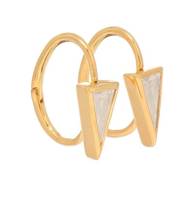 THEODORA WARRE - Quartz crystal gold-plated hoop earrings | Mytheresa