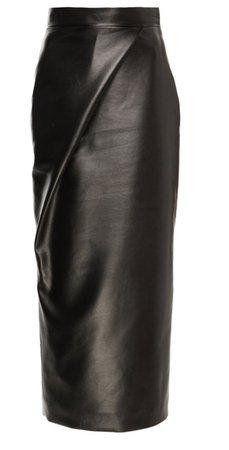 black leather long skirt