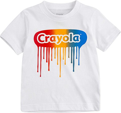 Amazon.com: Crayola Children's Apparel Boys' Little Short Sleeve Graphic Logo Crewneck T-Shirt Tee, White drip, 5: Clothing