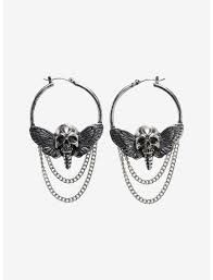 hot topic skull moth chain earrings - Google Search
