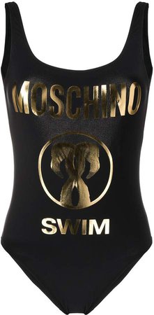 low-back logo print swimsuit