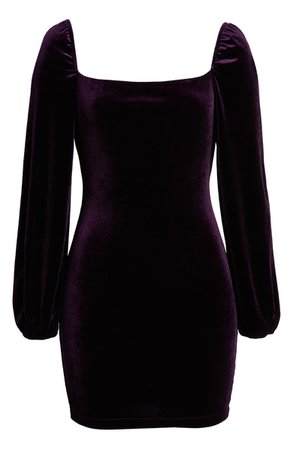 LNL Square Neck Long Sleeve Velvet Body-Con Minidress | Nordstrom