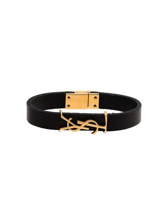 Shop black & gold Saint Laurent logo-plaque buckled bracelet with Express Delivery - Farfetch