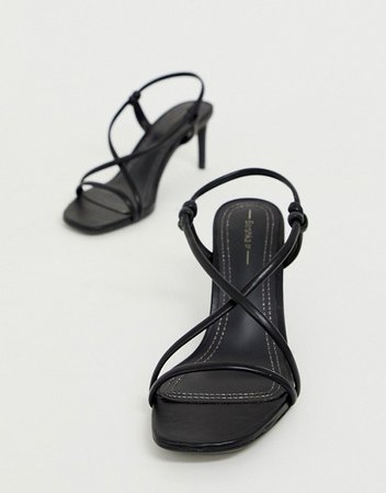 Bershka strappy skinny sandals in black | ASOS