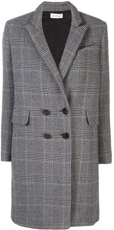 Beau Souci check patterned double-breasted coat