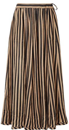 Jaya Striped Cotton-gauze Midi Skirt - Sand
