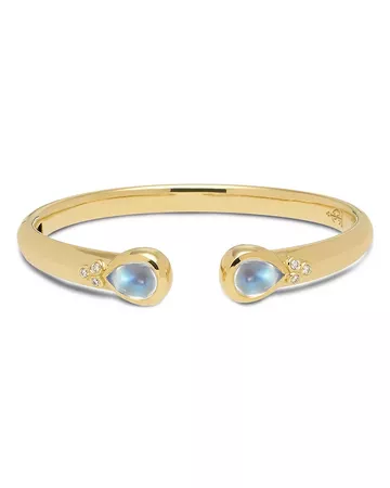 Temple St. Clair 18K Yellow Gold Classic Hinge Bracelet with Royal Blue Moonstone and Diamonds | Bloomingdale's