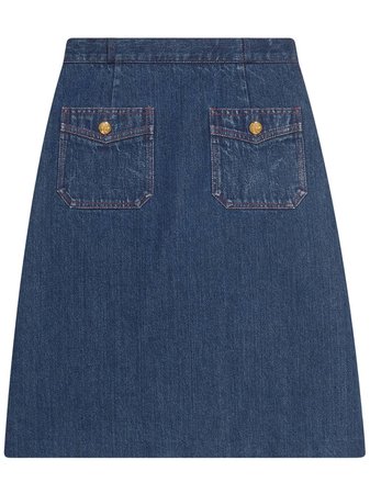 Gucci A-Line Denim Mini Skirt Ss19 | Farfetch.com