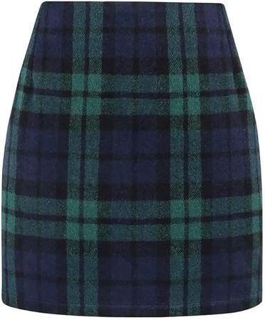 Amazon.com: Kinghua Womens Wool Plaid Mini Skirt Fall Winter High Waisted Bodycon Pencil Skirt : Clothing, Shoes & Jewelry