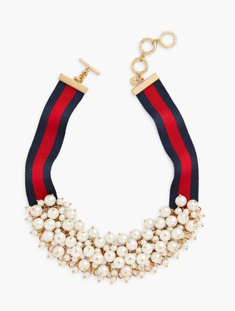 Grosgrain Ribbon & Beads Necklace | Talbots