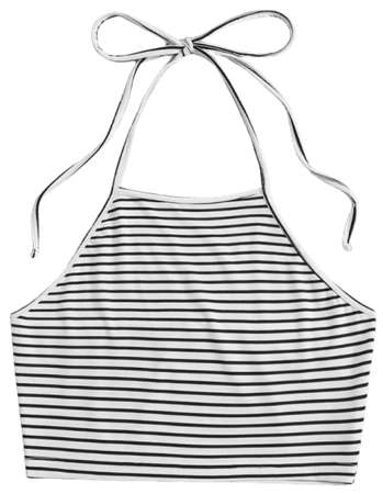 Black and White Striped Cami Crop Top