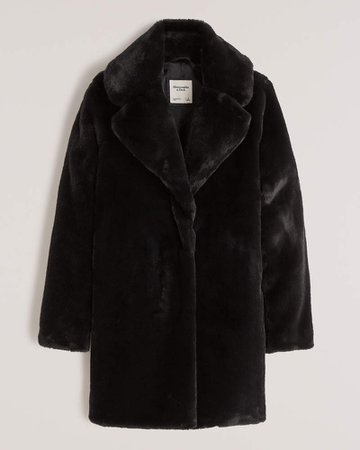 Black Women's Mid-Length Faux Fur Coat | Women's New Arrivals | Abercrombie.com