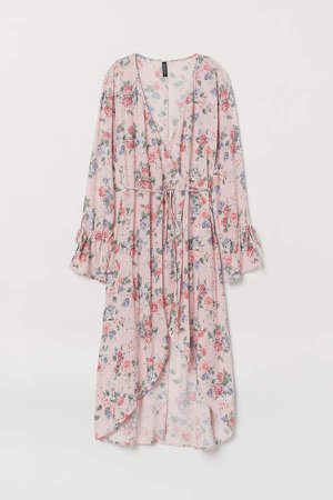 Patterned Wrap-front Dress - Pink