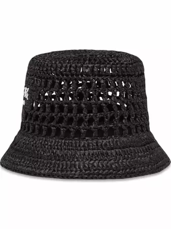 Prada logo-embroidered Woven Bucket Hat - Farfetch