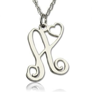 Personalize Initial Crown Necklace In Sterling Silver