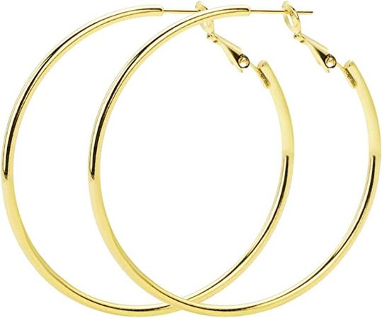 Amazon.com: Rugewelry 925 Sterling Silver Hoop Earrings,18K Gold Plated Polished Round Hoop Earrings For Women,Girls' Gifts: Clothing, Shoes & Jewelry