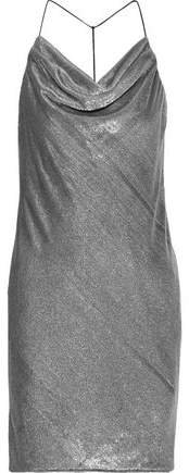 Draped Metallic Velvet Mini Dress