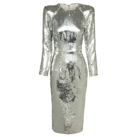 Silver Mini Long Sleeve Bodycon Dress