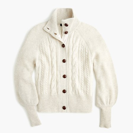 J.Crew: Balloon Sleeve Cable Knit Cardigan ivory