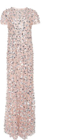 Sequin Embroidered Chiffon Gown