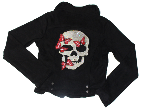 DARK DENIM JACKET WITH PATCHES FOR GIRLS