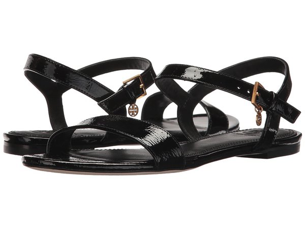 Tory Burch - Laurel Flat Sandal (Black) Women's Sandals