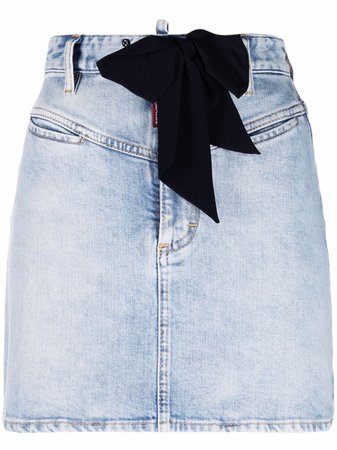Shop Dsquared2 bow-detail denim skirt with Express Delivery - FARFETCH