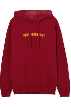 Vetements | Embroidered cotton-blend jersey hoodie | NET-A-PORTER.COM