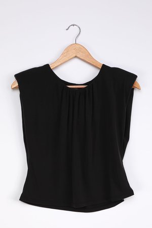 Washed Black Top - Padded Shoulder Top - Muscle Tank Top - Lulus