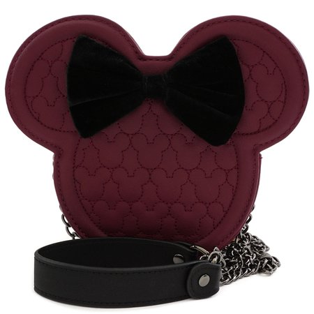 LOUNGEFLY X DISNEY MINNIE MOUSE MAROON QUILTED SILHOUETTE HEAD CROSSBODY BAG - VIEW ALL - BAGS