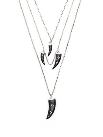 Isabel Marant horn layered necklace silver & black CO031921P012B - Farfetch