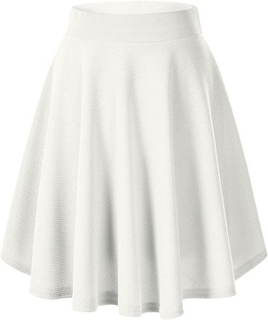 Urban CoCo Women's Basic Versatile Stretchy Flared Casual Mini Skater Skirt (Small, Red-Long) at Amazon Women’s Clothing store