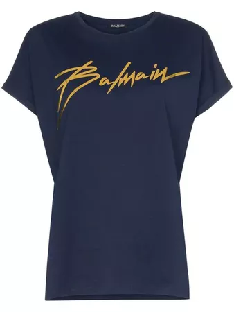 Balmain foil logo crew neck T-shirt $320 - Buy Online SS19 - Quick Shipping, Price
