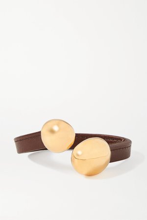 Chocolate Leather and gold-tone cuff | Bottega Veneta | NET-A-PORTER